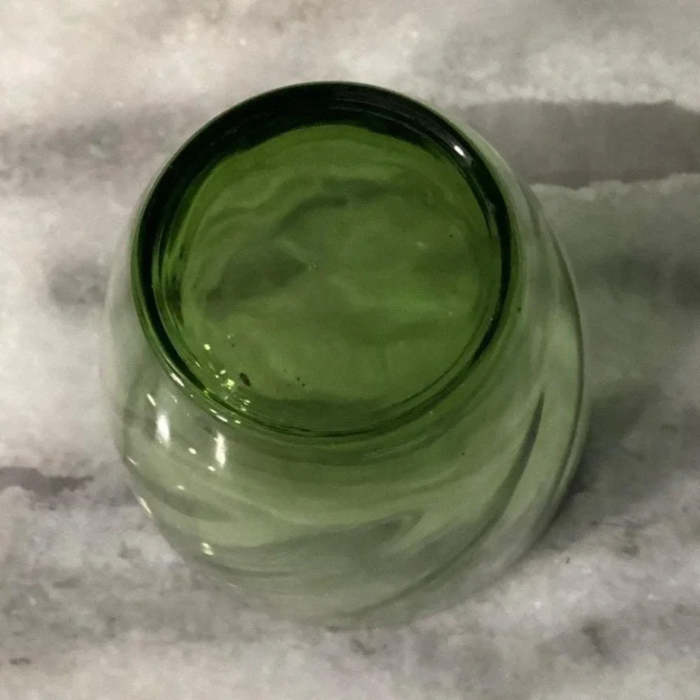 Libbey Avocado Green Swirl Lowball Tumblers, Set of 2, Vintage Glass‎ Drinkware